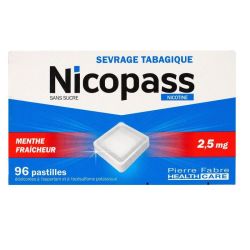 Nicopass 2,5Mg Past Menth Fr Ss Sucre Plq/96
